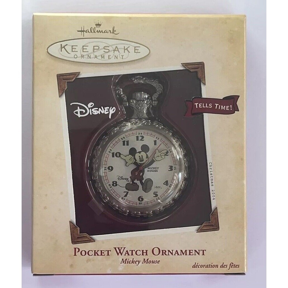 Hallmark Vintage 2004 Mickey Mouse Pocket Watch Ornament - Battery Operated‎